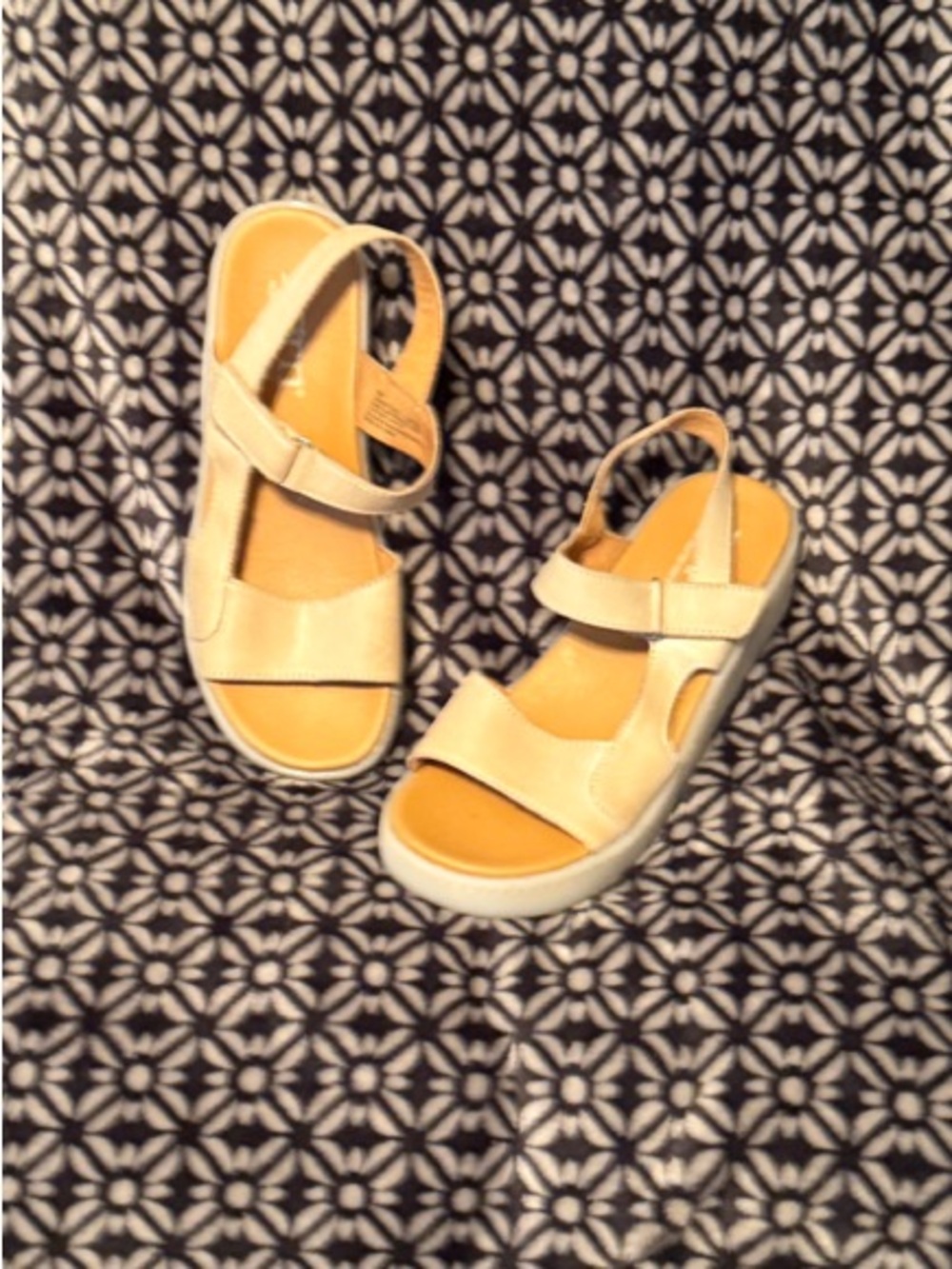 Born Cream Platform Sandals with Double Straps